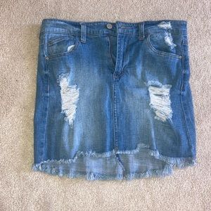 Celebrity Ripped Jean Skirt